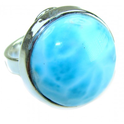 Caribbean Beauty 29.5 carat Genuine perfectly Blue Larimar .925 Sterling Silver handmade LARGE ring size 8 adjustable