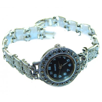 Precious 59.8 carat MARCASITE .925 Sterling Silver handmade Bracelet - Watch