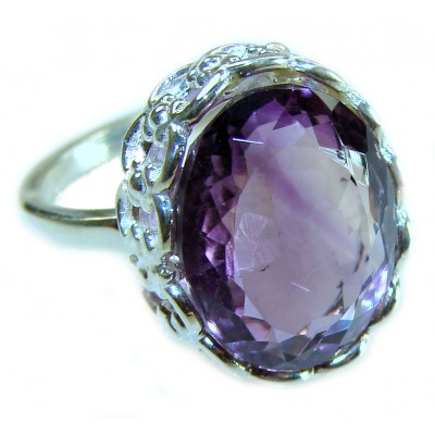 Purple Amethyst .925 Sterling Silver Handcrafted Large Ring size 7 1/2