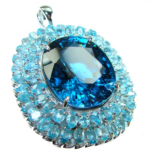 Pacifica - 44.5 carat London Blue Topaz .925 Sterling Silver handmade Pendant - Brooch