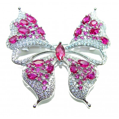 Butterfly - Vintage Design - 22.2 carat Ruby .925 Sterling Silver handcrafted Pendant & Brooch