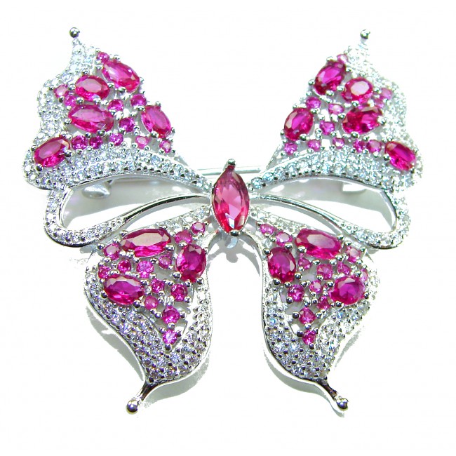 Butterfly - Vintage Design - 22.2 carat Ruby .925 Sterling Silver handcrafted Pendant & Brooch