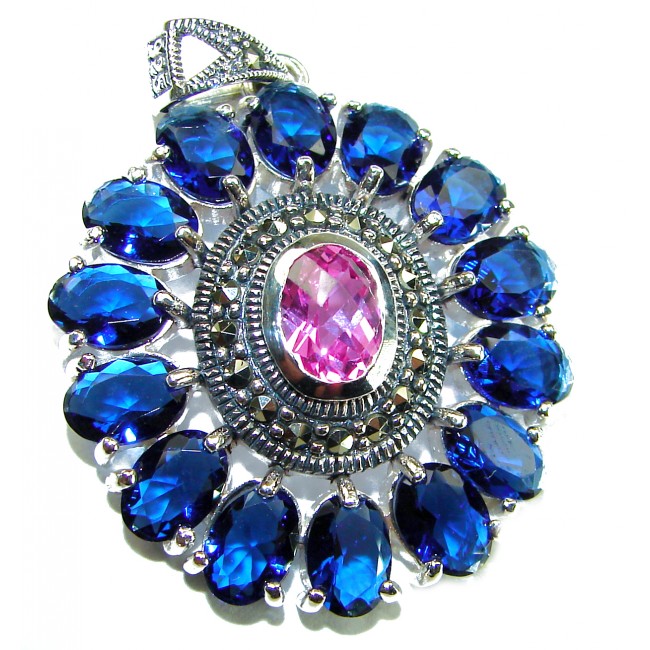 Deluxe 10.2 carat Pink Sapphire Kyanite .925 Sterling Silver handmade Pendant
