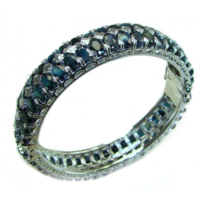 Splendid Precious Natural 85.5 carat Sapphire .925 Sterling Silver Bangle bracelet