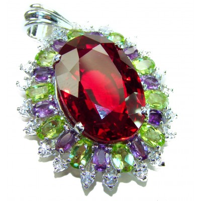 Victorian style 28.5 carat Authentic Ruby .925 Sterling Silver handcrafted Pendant