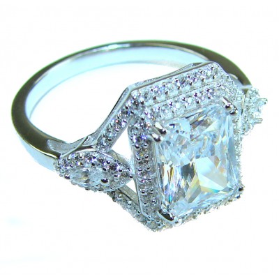 LUXURIOUS 5.2 carat White Topaz .925 Sterling Silver handcrafted Ring s. 7 1/2
