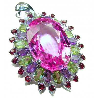 Royal Jewel - Large - Posh rose - 33.5 CARAT Pink Sapphire .925 Sterling Silver handmade Pendant