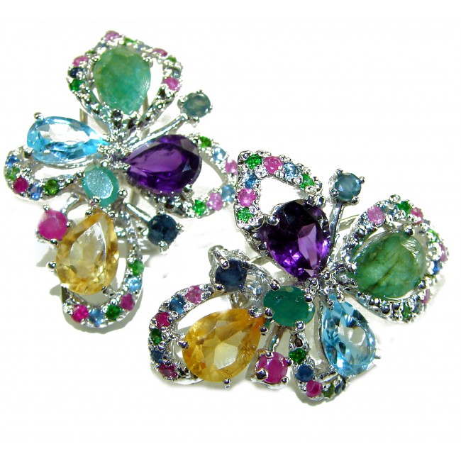 Giovanna - Authentic 19.5 carat Multigem rhodium over .925 Sterling Silver handcrafted earrings