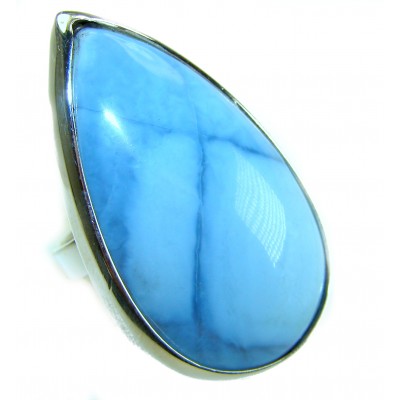 Rare and Spectacular 48.9 carat authentic Andean (Peruvian) Blue Opal .925 Sterling Silver Handcrafted Ring size 7