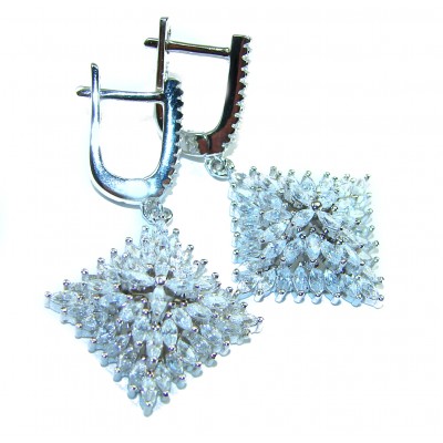 Allure Natural 16.2 carat White Topaz .925 Sterling Silver handcrafted earrings