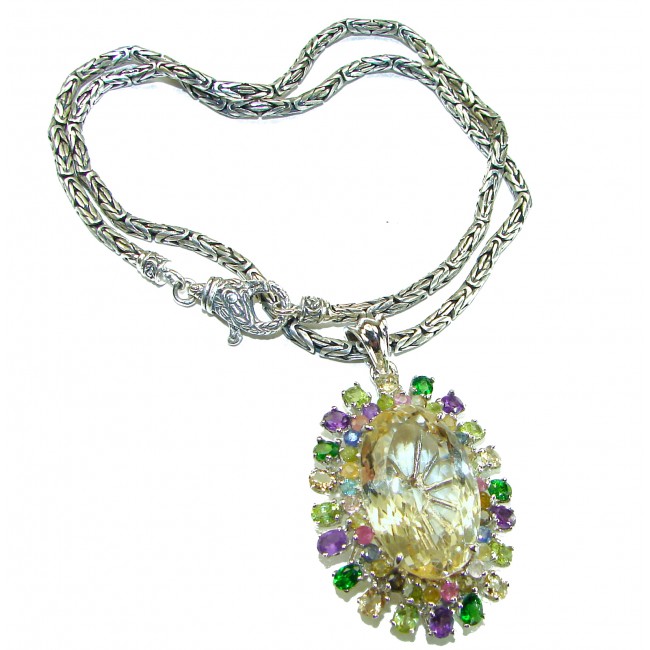 Bali Dream 42.5 carat Natural Citrine .925 Sterling Silver handcrafted Statement necklace