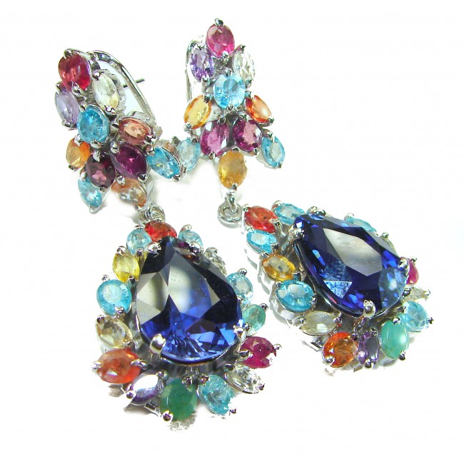 ALEXANDRA 47.4 carat Kyanite .925 Sterling Silver handmade Statement earrings