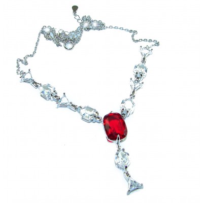 Luxurious natural 6.5 carat Ruby .925 Sterling Silver handmade Statement necklace