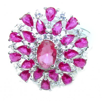 11.2 carat oval cut Brazilian Pink Tourmaline .925 Silver handcrafted Cocktail Ring s. 7 3/4