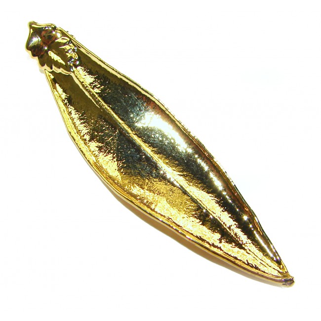 Natural Leaf .925 Sterling Silver dipped in real 10k Gold handmade pendant