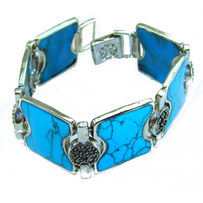 Luxurious one of a kind 65.8 carat Sleeping Beauty Turquoise .925 Sterling Silver handmade Bracelet