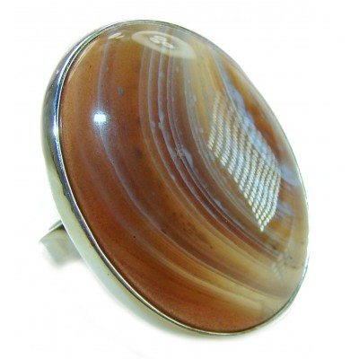 Sahara Dune Top Quality Botswana Agate .925 Sterling Silver handcrafted Ring s. 8 adjustable