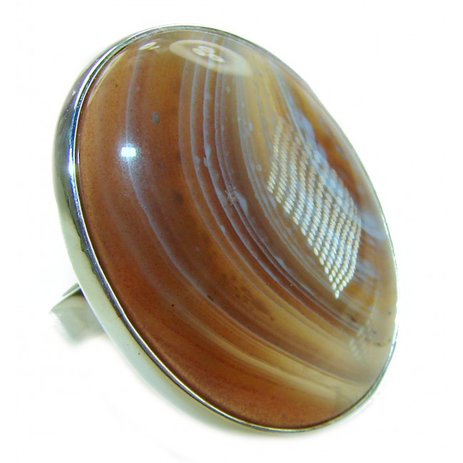 Sahara Dune Top Quality Botswana Agate .925 Sterling Silver handcrafted Ring s. 8 adjustable