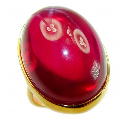 Bella Rosa Genuine 46.5 CARAT Star Ruby .925 Sterling Silver dipped in 18K Gold ovrLarge Statement Ring size 8