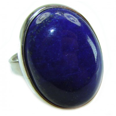 Natural 20.8 carat Lapis Lazuli .925 Sterling Silver handcrafted ring size 8 adjustable