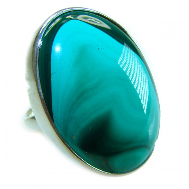 39.2 CARAT genuine Malachite from Utah .925 Sterling Silver handcrafted ring size 8 adjustable