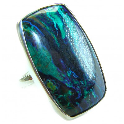 Great quality Parrot's Wings Chrysocolla .925 Sterling Silver handcrafted Ring size 7 adjustable