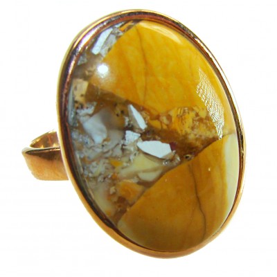 Flawless Australian Bracciated Mookaite 14K Gold over .925 Sterling Silver Ring size 7 adjustable