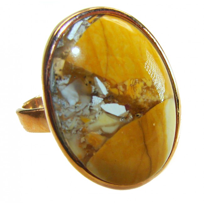 Flawless Australian Bracciated Mookaite 14K Gold over .925 Sterling Silver Ring size 7 adjustable