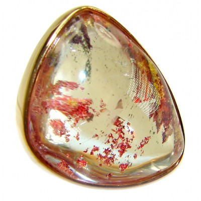 Best quality Golden Rutilated Quartz 14K Gold over .925 Sterling Silver handcrafted Ring Size 7