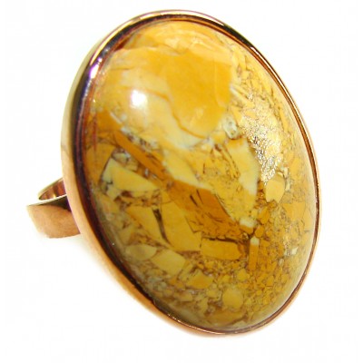 Huge Picture Jasper 14K Gold over .925 Sterling Silver handcrafted ring s. 8 adjustable