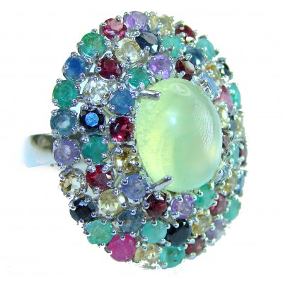 Royal quality genuine Prehnite .925 Sterling Silver handcrafted .925 Sterling Silver handcrafted ring s. 7 1/4