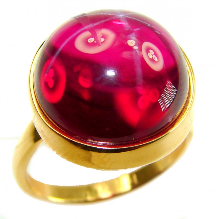 Bella Rosa Genuine 12.8 CARAT Star Ruby 14k GOLD OVER .925 Sterling Silver Large Statement Ring size 8 1/4