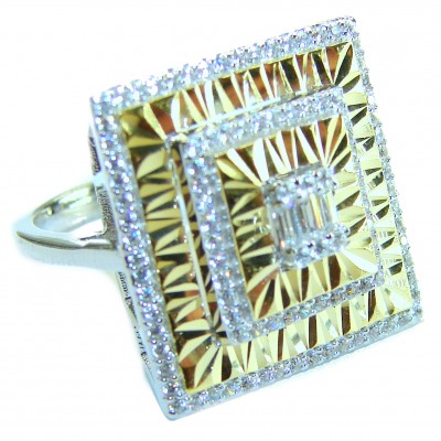 Aphrodite - two tones .925 Sterling Silver handcrafted ring size 6 1/2