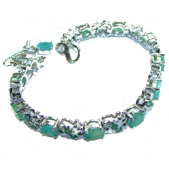 Victoria 49.5 ctw Colombian Emerald .925 Sterling Silver handcrafted Statement bracelet