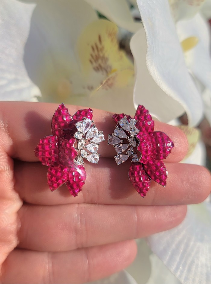 Magnificent Jewel 15.5 carat Ruby .925 Sterling Silver handcrafted incredible earrings