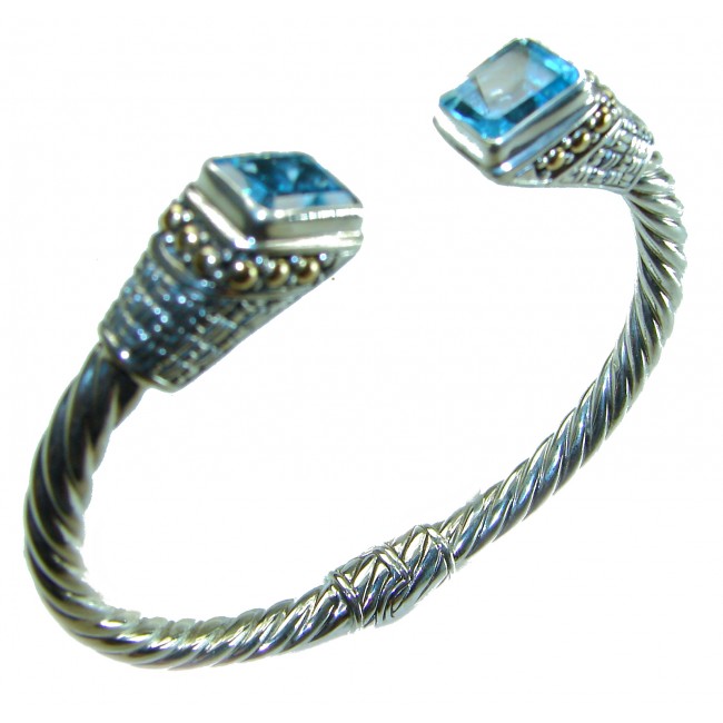 Bali Legacy authentic 8.9 carat Swiss Blue topaz Floral Bracelet in .925 Sterling Silver handcrafted