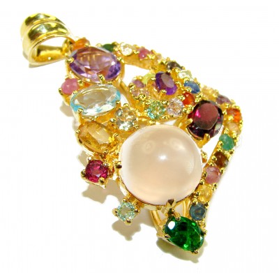 Marie Antoinette's STYLE authentic 20.5 carat Brazilian Rose Quartz 18K Rose Gold over .925 Sterling Silver handcrafted Statement ring; s. 7