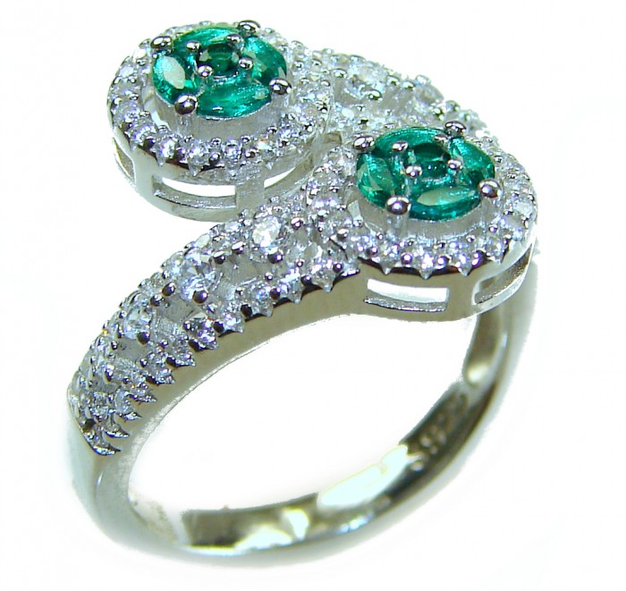 Spring Breeze Natural 6.5 carat Chrome Diopside .925 Sterling Silver Reversible ring size 7