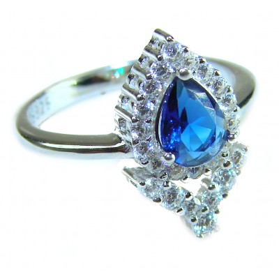 Magnificent Jewel 4.2 carat natural Sapphire .925 Sterling Silver Perfectly handcrafted Ring s. 6