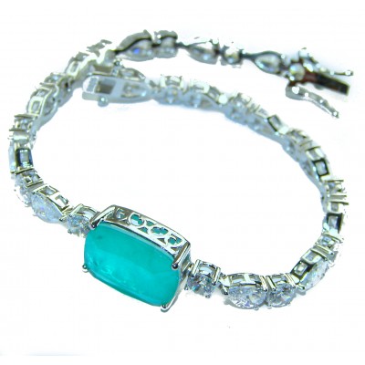 Born to Glam authentic 7.9 carat Colombian Emerald .925 Sterling Silver handcrafted Statement Bracelet