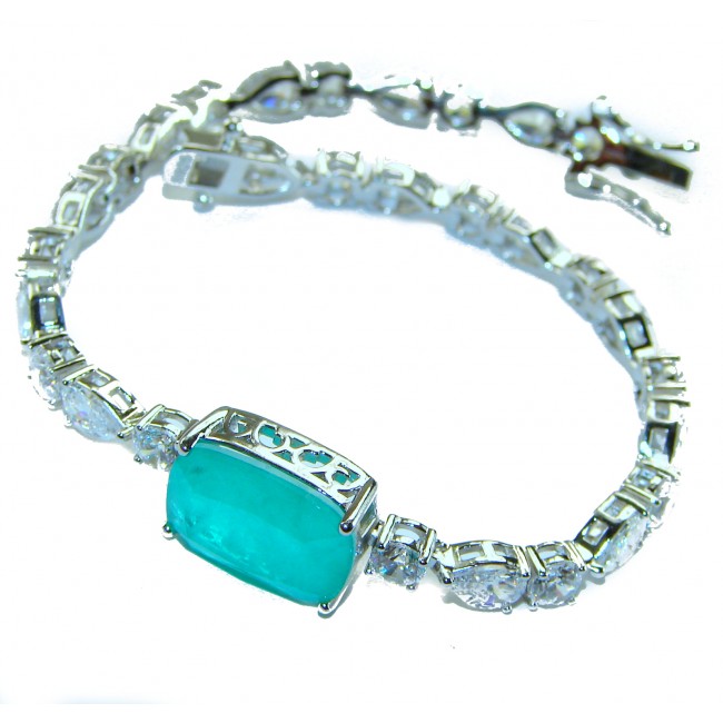 Born to Glam authentic 7.9 carat Colombian Emerald .925 Sterling Silver handcrafted Statement Bracelet