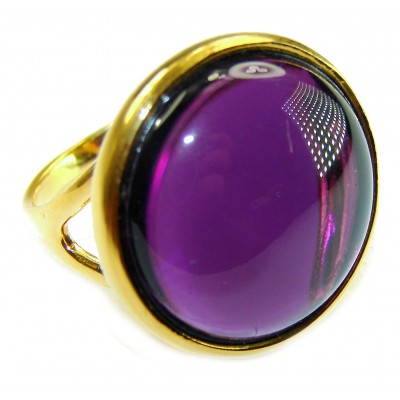 Purple Amethyst 18K Gold over .925 Sterling Silver Handcrafted Large Ring size 7