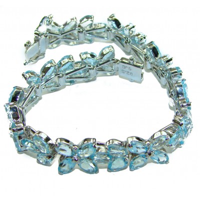Spectacular 62.5 carat authentic Swiss Blue Topaz .925 Sterling Silver handmade Bracelet