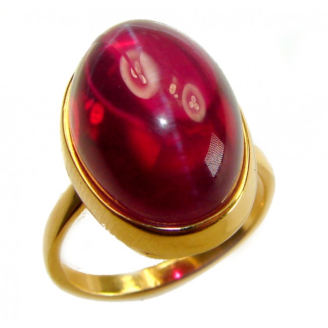Bella Rosa Genuine 24.8 CARAT Star Ruby 18k GOLD OVER .925 Sterling Silver Large Statement Ring size 9
