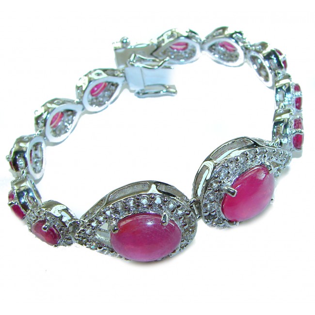 Dolce Vita - Precious Natural 52.5 carat Ruby black rhodium over .925 Sterling Silver handcrafted bracelet