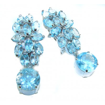 Atlantica 22.7 carat Swiss Blue Topaz .925 Sterling Silver Handcrafted Statement earrings