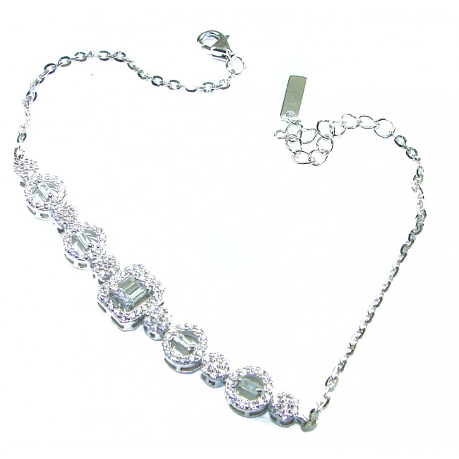 Art Deco - Luxurious natural 6.5 carat White Topaz .925 Sterling Silver Perfectly handcrafted Bracelet