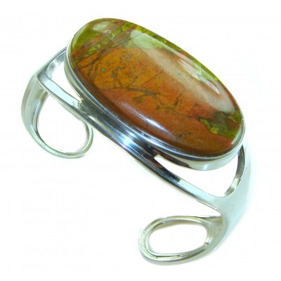 Large Genuine Morrisonite Jasper .925 Sterling Silver handmade Bracelet