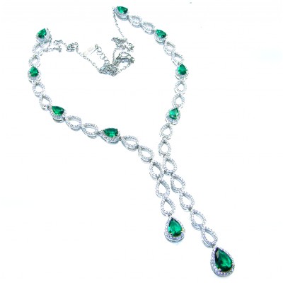 Green Royalty 14.2 carat Emerald .925 Sterling Silver .925 Sterling Silver Statement Necklace