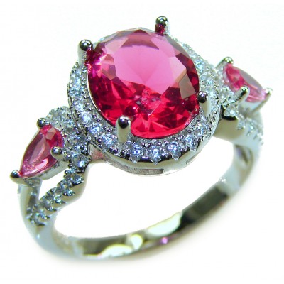 Magnificent Jewel 5.5 carat Ruby .925 Sterling Silver Handcrafted Ring size 6 1/4